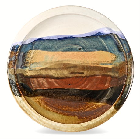 13" Abstract Landscape Glaze Charger – Tim Wierwille, White Mountain Pottery