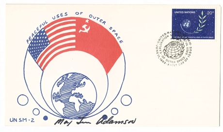 Astronaut James C. Adamson Signed UN "Peaceful Uses of Outer Space", 1982