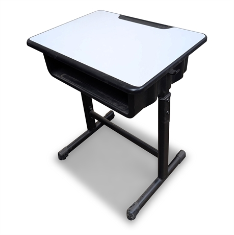 Flash Furniture Billie Adjustable Student Desk w/ Book Box & Hooks, Black/Gray