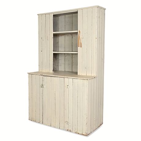 Painted Pine American Country Step-Back Cupboard, Late 19th–Early 20th C.
