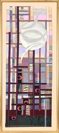 Anna Ferri Signed Textile Art Quilt – 53" x 23" Framed