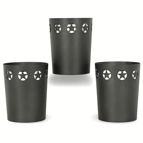 Laser Cut Metal Trash Cans with Five Point Stars