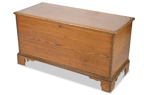 American Colonial Gregorian Pine Dovetailed Chest 18th Century