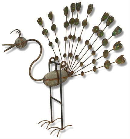 Kinetic Peacock Metal Garden Sculpture