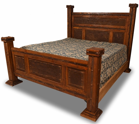 Rustic Wood and Iron King Bed