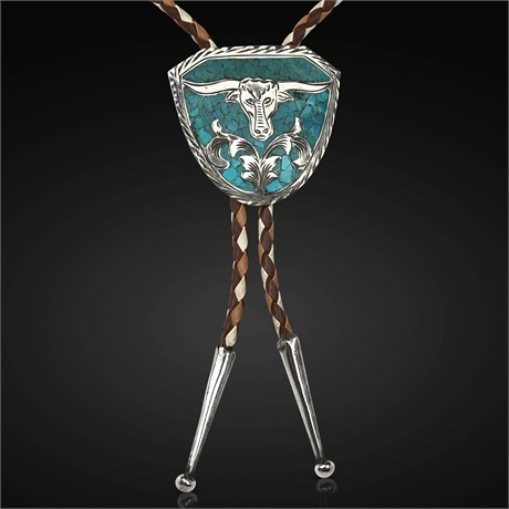 Vintage Mexican Sterling Longhorn Bolo