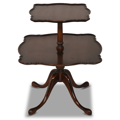 Antique 2-Tier Mahogany Dumbwaiter Butler Table by Ferguson Bros