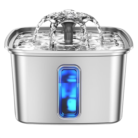 Veken Stainless Steel Pet Drinking Fountain, 95 oz with LED Window