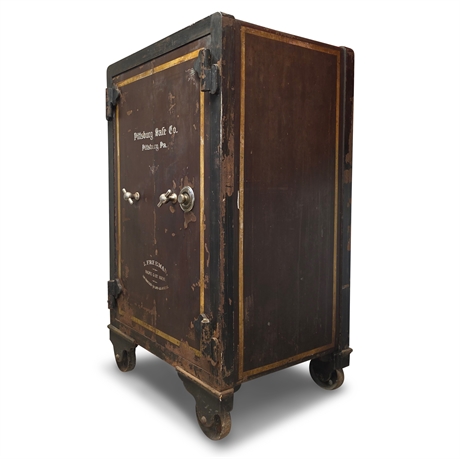 Pittsburg Safe Co. Antique Upright Safe — c.1890–1911, Dbl Door, Oak Interior