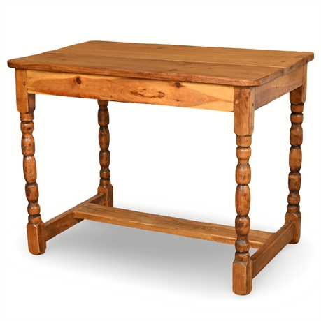 Rustic Ponderosa Pine Farmhouse Table with Turned Legs