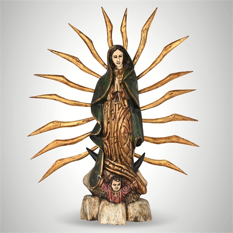 Virgen de Guadalupe Statue — Mexican Folk Art, 19”