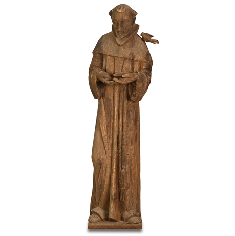 31" Carved Saint Francis of Assisi Sculpture