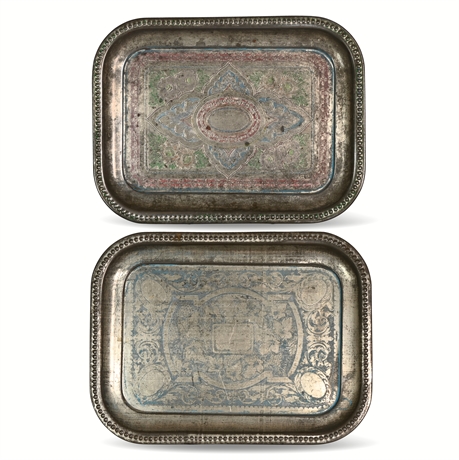 Pair Indo-Persian Engraved Trays