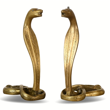 Pair Large Brass Cobra Snakes