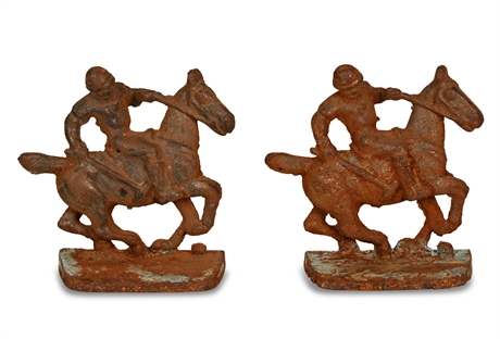 Pair Vintage Iron 'Polo' Bookends