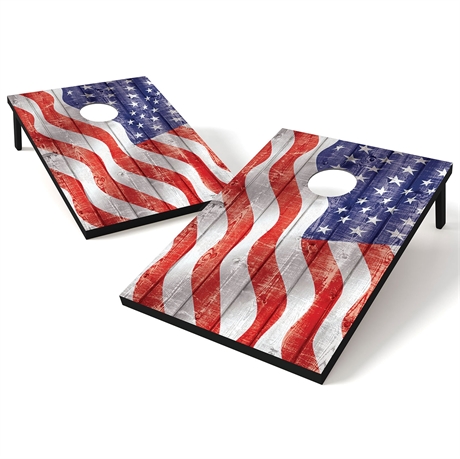 Wild Sport Wavy American Flag Conrhole Tailgate Game