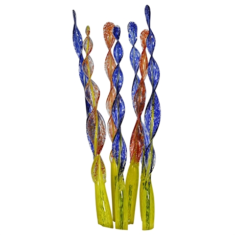 Blown Glass Garden Sculptures in Style of Chihuly