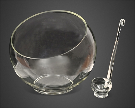Glass Punch Bowl Set with 12 Cups & Glass Ladle, 14-Piece