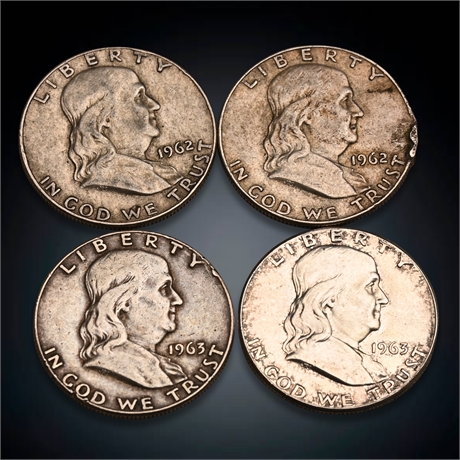 1962 & 1963 Franklin Half Silver Dollars