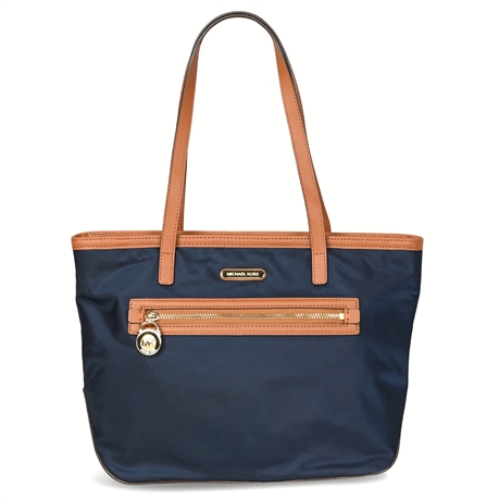 Michael Kors Kempton Blue Nylon & Leather Saffiano Tote