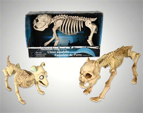 🎃 Lot of 3 Animated Skeleton Dogs – LED Eyes, Sound & Moving Jaws (PAC)