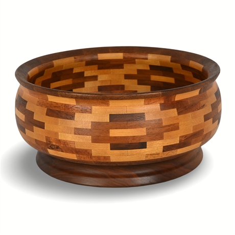 Folk Art Turned Wood Bowl by John Hock – Walnut, Mahogany, Maple, Koa....