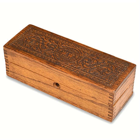 Wheeler & Wilson Carved Oak Sewing Machine Accessory Box