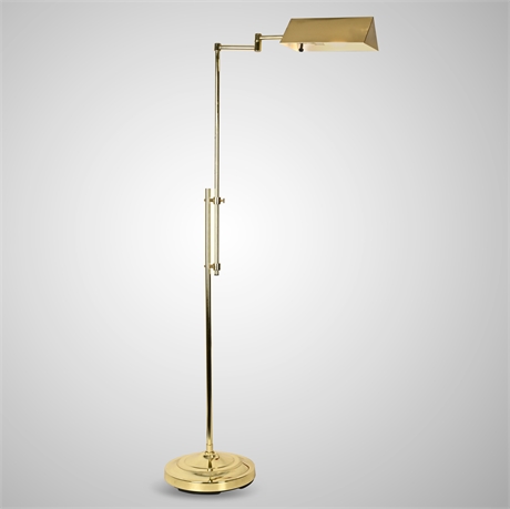 Polished Brass Pharmacy Floor Lamp – Adjustable Height & Angle