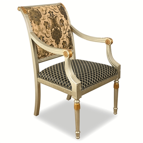 Elegant Neoclassical-Style Armchair with Gilt Accents