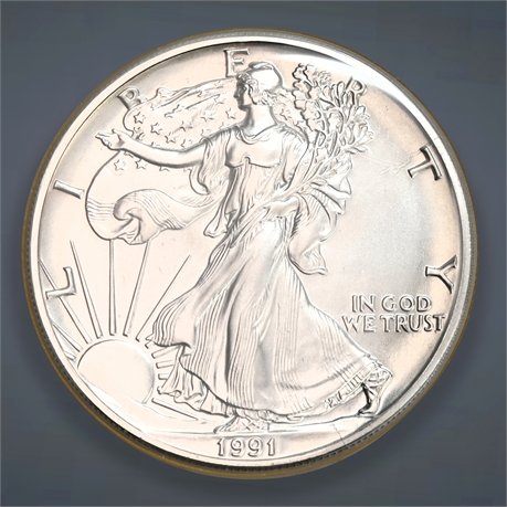 1991 American Silver Eagle 1 oz .999 Walking Liberty