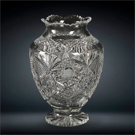 13" American Brilliant Period Cut Glass Vase