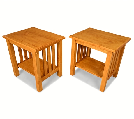20" Pair of Mission-Style Solid Wood End Tables