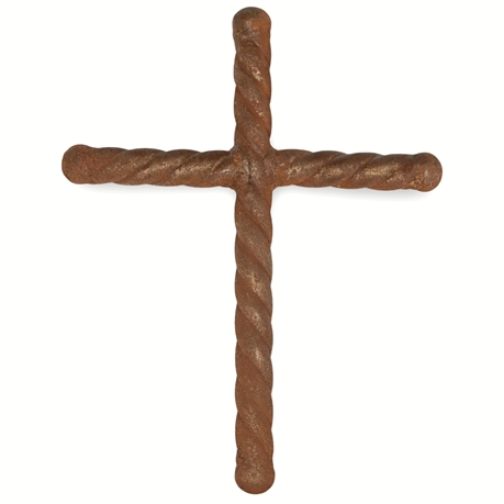 13" Handcrafted Iron Cross with Rustic Patina