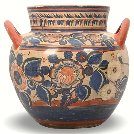 Large Hand-Painted Tonalá Pottery Jardiniere