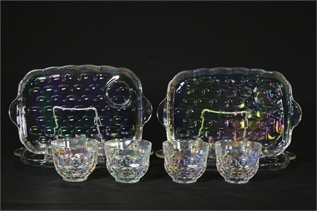 Vintage Federal Iridescent Glass Luncheon Set Service for 4