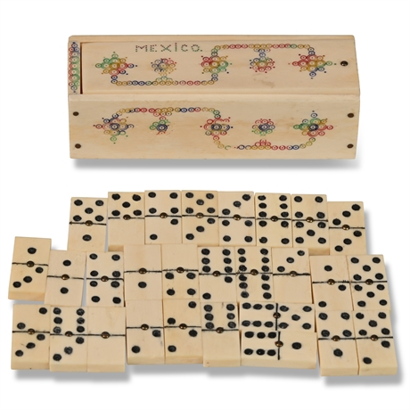 Scrimshaw Bone Dominos from Mexico