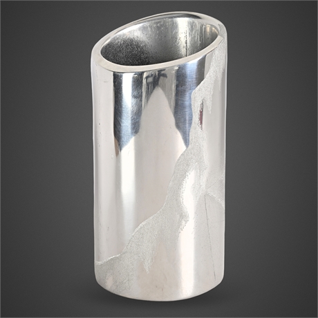 Nambe Aluminum Vase 1997 Intaglio Engraved Modernist USA