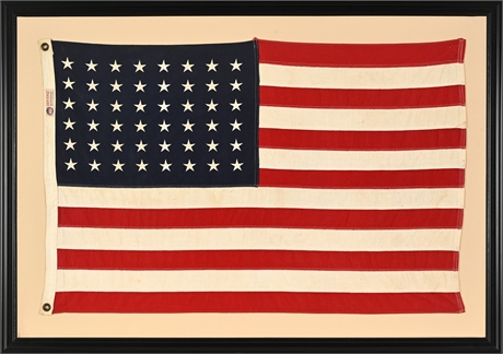 Annin Defiance 48-Star Cotton Bunting Flag, Framed — WWII–Korea Era