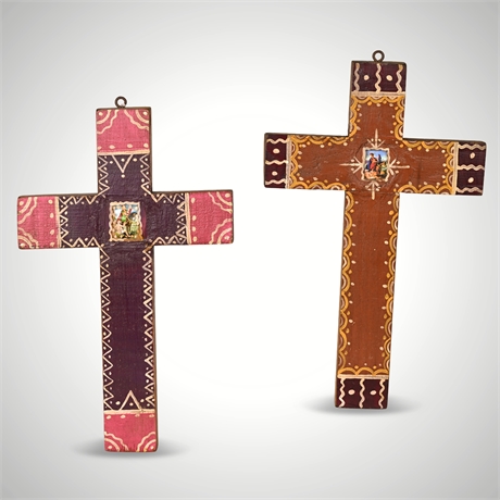 Rustic Blessings – Mexican Folk Art Crosses Depicting St. Martin