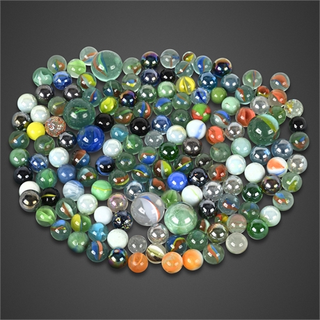 150 Vintage Glass Marbles – Swirls, Cat’s-Eyes & Colorful Shooters