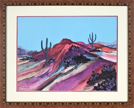 Ann Hart Davis Desert Landscape Print — Framed, Inlaid Wood