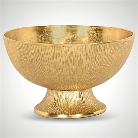 Textured Gold Metallic Footed Decorative Bowl