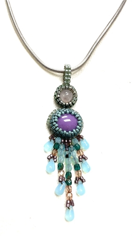 Hand Beaded Pendant with Sterling Silver Chain