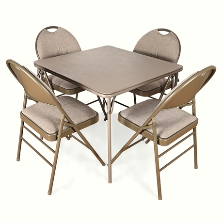 COSCO 5-Piece Folding Table & Chair Set — 34" Table + 4 Padded Chairs