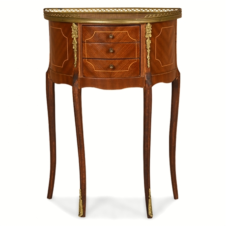 Late 19th/Early 20th C. Louis XVI–Style Mahogany Demilune Table w/Ormolu Mounts