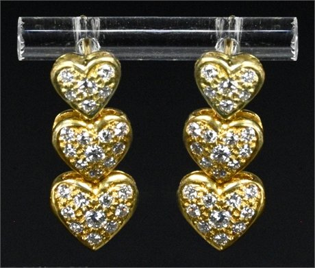 18K Diamond Heart Earrings