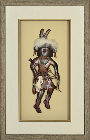 Copper Kachina in Rustic Shadowbox Frame