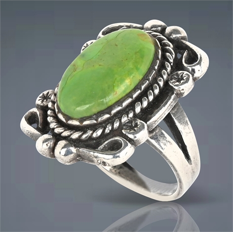 Sterling Silver Ring with Green Turquoise Stone