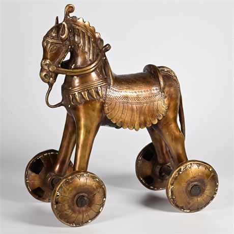 Antique Bronze Horse Temple Toy