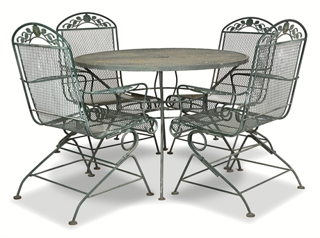 Vintage Wrought Iron Spring Action Patio Dining Set